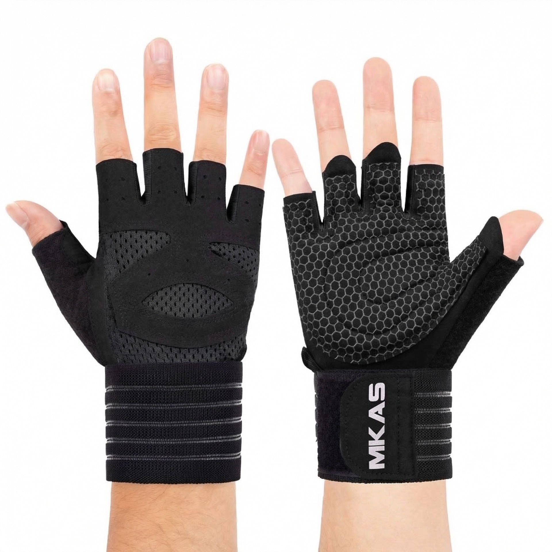 Guantes de gimnasio para hombres y mujeres anticapullo protector de muñeca dispositivo de entrenamiento de fuerza de levantamiento de pesas medio dedo guantes deportivos de hierro