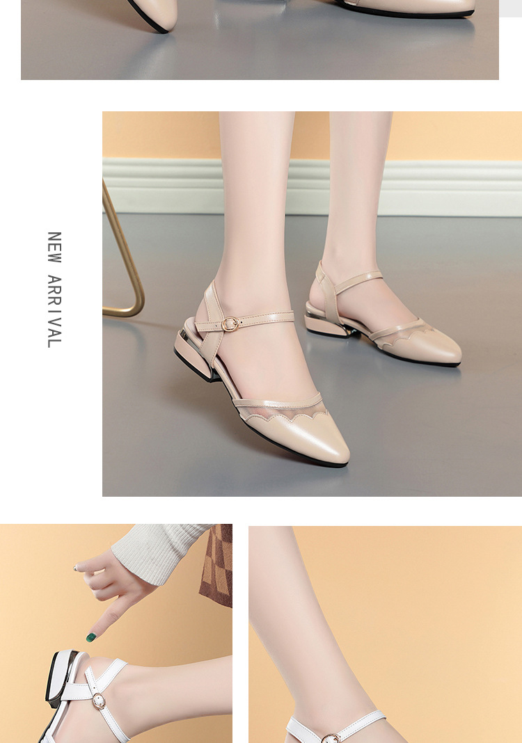 Sandal nữ quai ngang đế thô mùa hè dễ phối — Màu đen chi tiết 14