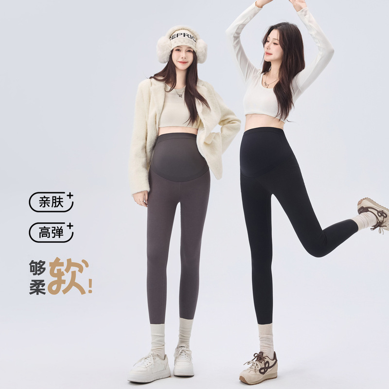 Maternity pants for spring and autumn, thin leggings for outdoor wear, yoga pants that don't constrict the belly, solid color cotton autumn wear for pregnancy Maternity pants for spring and autumn, thin leggings for outdoor wear, yoga pants that don't constrict the belly, solid color cotton autumn wear for pregnancy