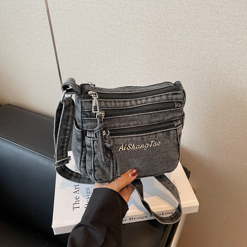 デニムスモールバッグレディースバッグマルチコンパートメントカジュアル多用途コイン携帯電話バッグクロスボディバッグファッションショルダースモールスクエアバッグ|undefined
