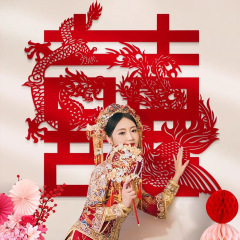 大喜字拍照道具婚房布置装饰喜字贴结婚专用囍贴门床头晨袍背景墙