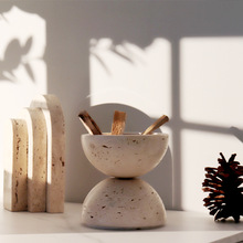 跨境侘寂风天然大理石香薰炉创意家用客厅电视柜桌面软装饰品摆件