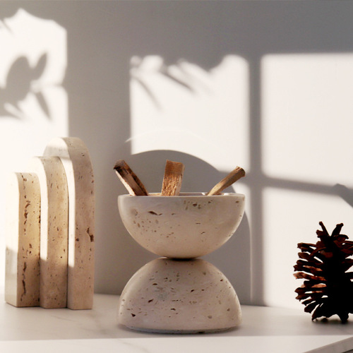 Cross-border Wabi-Sabi Style Natural Marble Incense Burner Creative Home Living Room TV Stand Desk Soft Decorative Accents Ornament