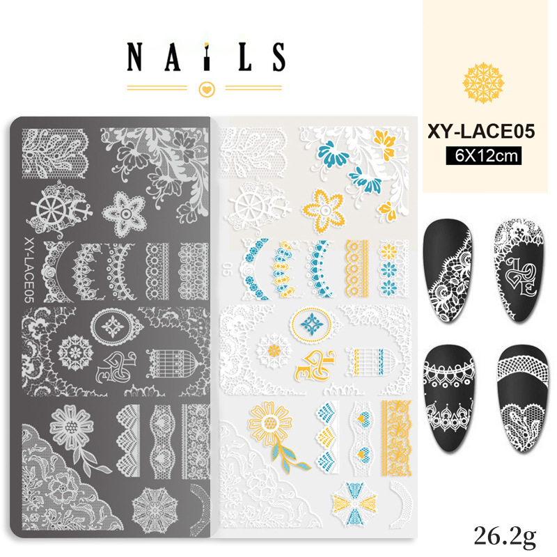Impresión de acero de manicura con película azul de acero de encaje de transferencia de plantilla de impresión de encaje herramientas de manicura