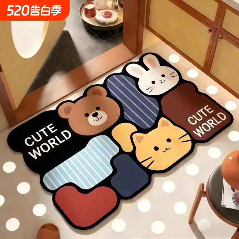 Bathroom Absorbent Floor Mat, Diatomaceous Earth Non-Slip Entryway Mat, Stain-Resistant and Easy to Maintain, Cross-Border Hot-Selling Puzzle Mat Bathroom Absorbent Floor Mat, Diatomaceous Earth Non-Slip Entryway Mat, Stain-Resistant and Easy to Maintain, Cross-Border Hot-Selling Puzzle Mat