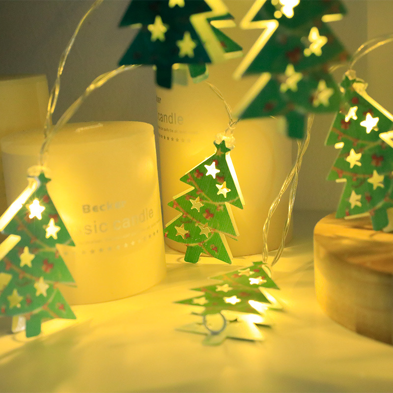 LED電池ランプはクリスマスツリーの鹿のクリスマスの靴下の手袋の鈴の雪の老人のクリスマスの鉄の芸の装飾の明かりをつなぎます。|undefined