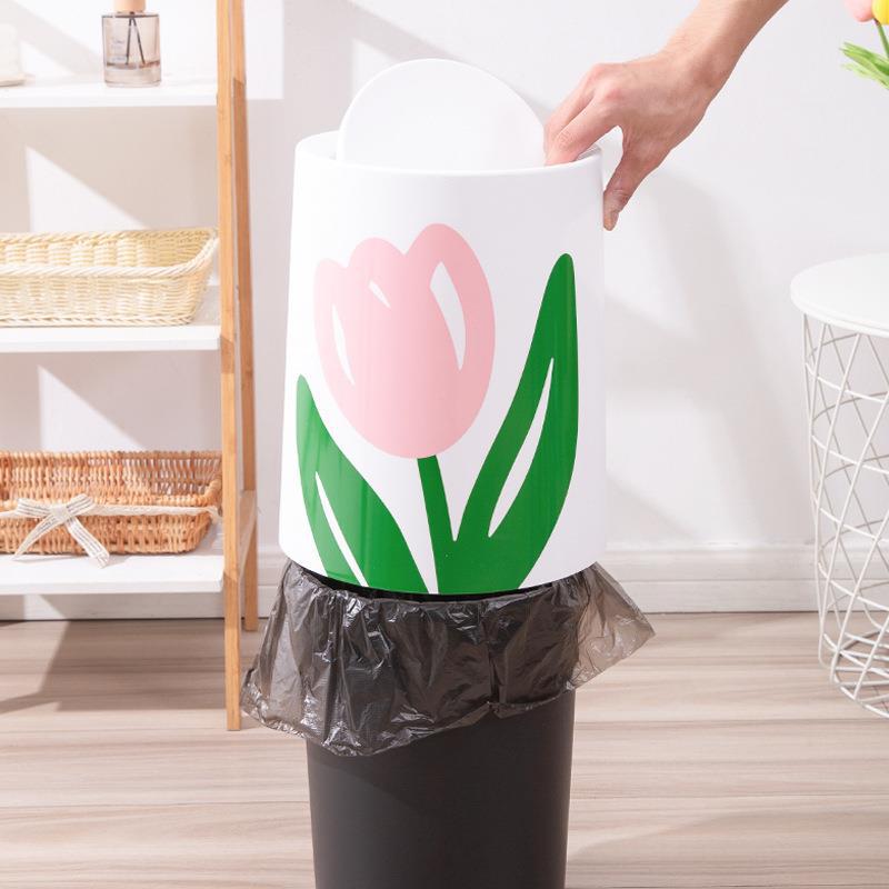 Alto valor tulipán basurero ins viento sala de estar papelera hogar luz de lujo creativo lindo dormitorio dentro del cubo