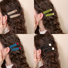 复古毛呢珍珠bb夹发夹女2025新款刘海碎发边夹简约后脑勺夹子头饰