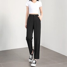 黑色西装裤女烟管裤2026春秋新款高腰小个子直筒裤垂感显瘦九分裤
