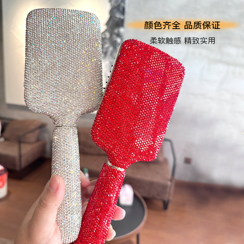 Pein de bolsa de aire ligero de lujo de mango largo creativo de diamante antiestático pein de masaje de cabello de aire de cabello de fabricación directa venta transfronteriza