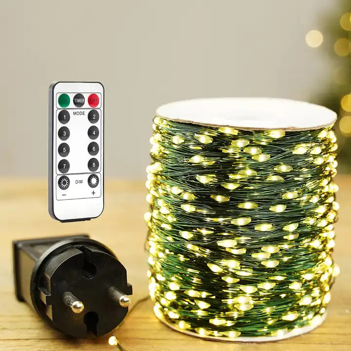 Led Christmas Tree Copper Wire Lights String Green Wire Copper Wire Straight Lights Firecracker Lights Green Plants Christmas Vine Garland Decorative Lights