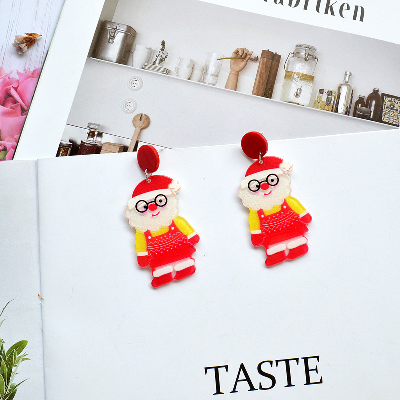 Cartoon Style Christmas Tree Santa Claus Arylic Women's Drop Earrings 1 Pair display picture 5