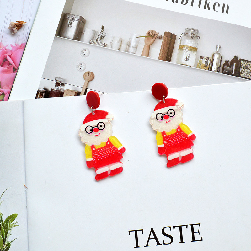 Christmas Tree, Santa Claus Pattern Women'S Gender 1 Pair Cartoon Style Christmas Tree Santa Claus Arylic Drop Earrings