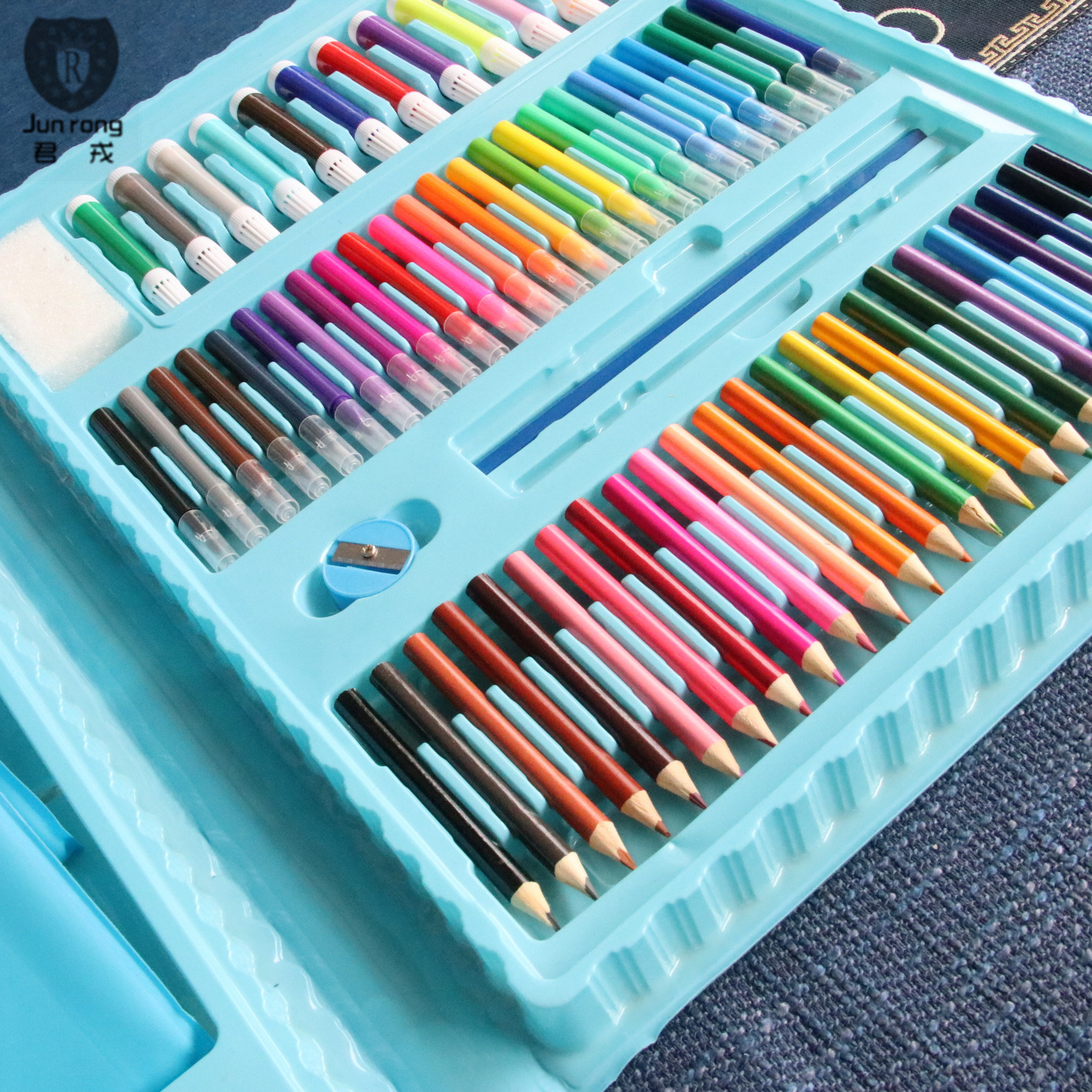 208 cepillos traje de aprendizaje de los niños pintura profesional traje de regalo marcador de color lápiz borrador en stock