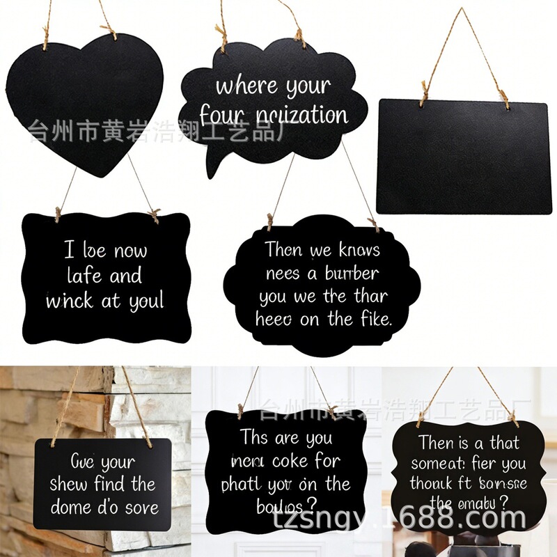 Christmas Thanksgiving Gift Decoration Crafts Back-To-School Season Small Blackboard Hanging Sign Pet Tag Message Board Double-Sided Black