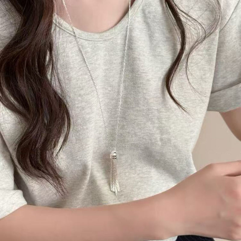 Otoño y invierno minimalistas collares colgante de goteo de Feng Shui mujeres chaqueta larga suéter cadena casual accesorios de lujo ligero