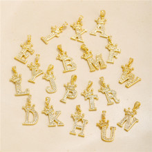 镀真金铜镶锆石皇冠26个英文字母满钻吊坠配件手工DIY项链手链配