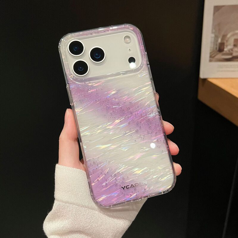 适用iPhone17promax鎏云贝纹手机壳苹果16Pro渐变炫彩15Pro保护套|undefined