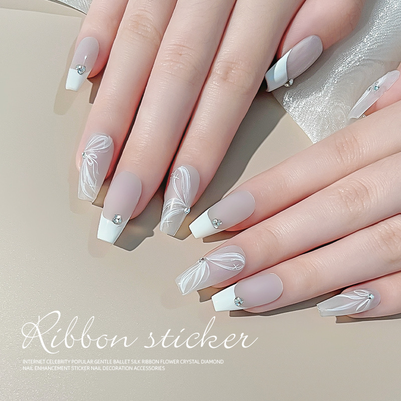 Etiqueta engomada del clavo papel en línea popular cinta de diamante alivio perla tridimensional suave flor Rosa fototerapia etiqueta engomada del clavo