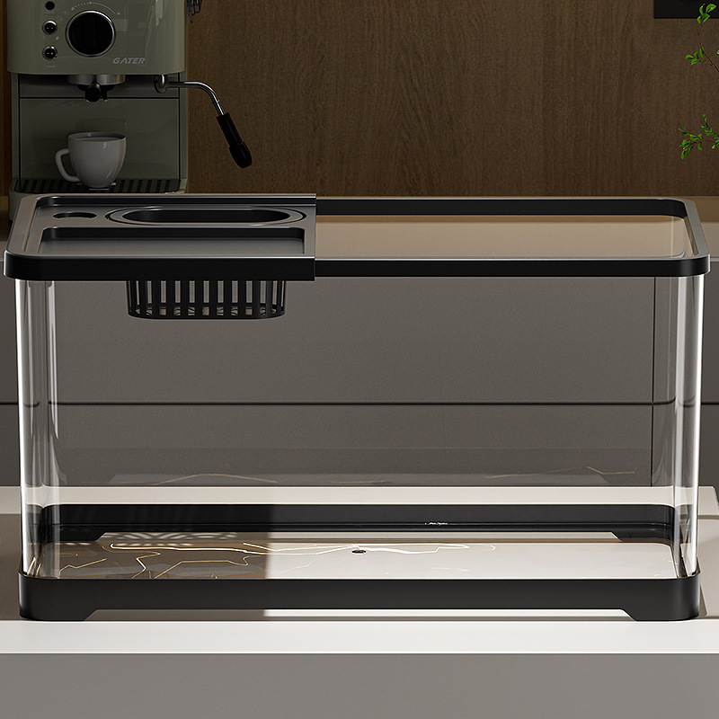 Acuario de peces sala de estar acuario ecológico doméstico pequeño conjunto completo de escritorio paisajismo acuario de peces de oro de oficina de alta definición transparente cormorano