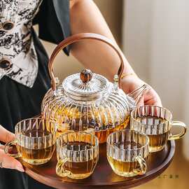 日式家用耐高温花茶壶套装下午茶茶具茶杯花草水果茶壶玻璃泡茶壶