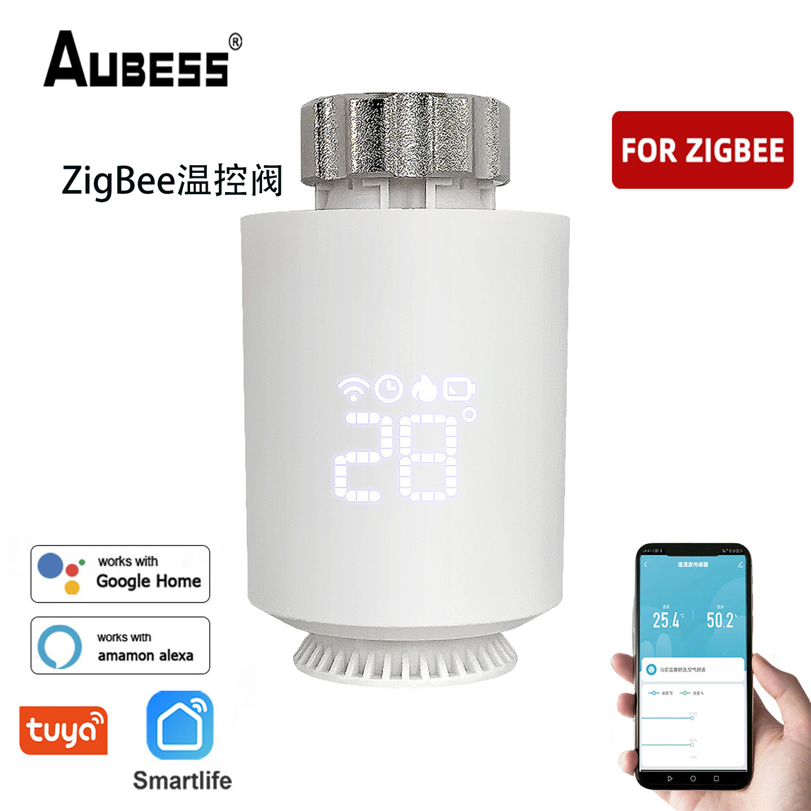 涂鸦ZigBee温控阀恒温器室内温度调节智能温控器智能家居