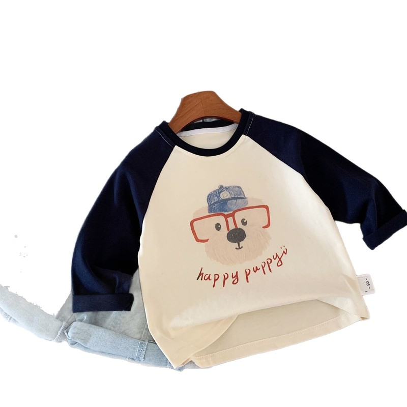 Bangcheng 子供 Tシャツ 2025 秋の新韓国語版少年少女漫画ラグラン長袖プルオーバーベビー G0581|undefined