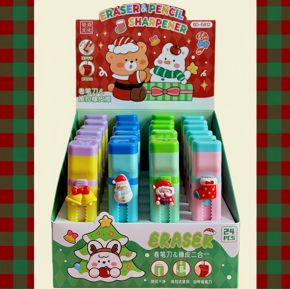 Papelería de Navidad debe ser un bolígrafo de goma de dibujos animados de alto valor creativo para regalos de Santa Claus