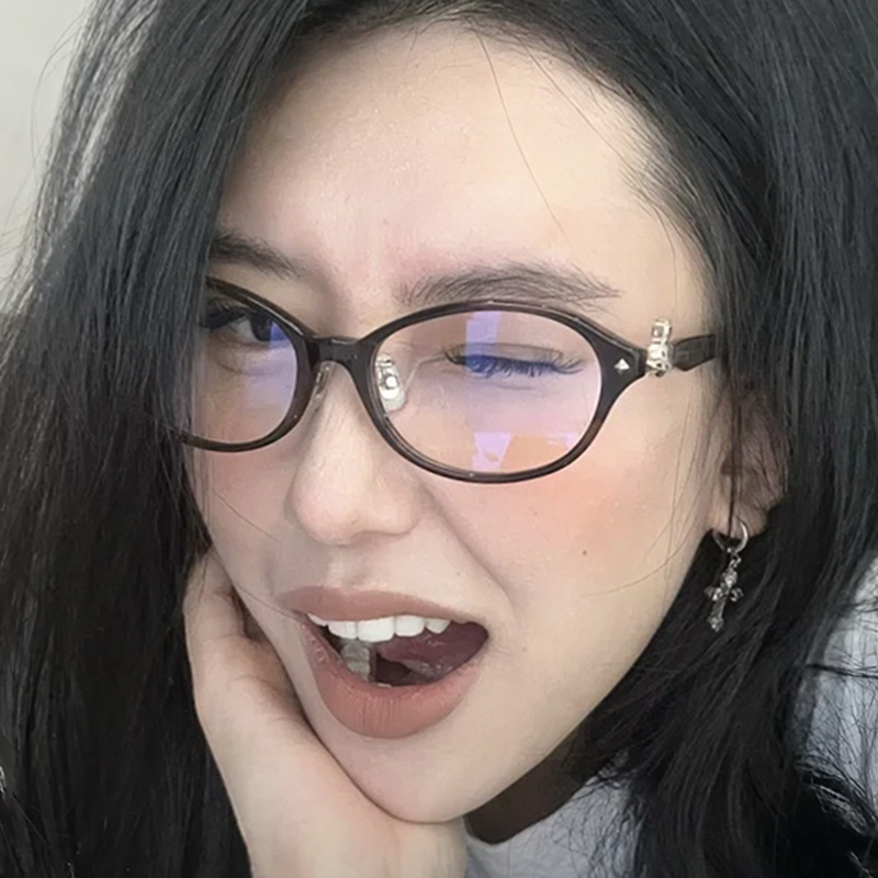 土星书呆子素颜椭圆平光镜防蓝光眼镜框可配度数近视眼镜架老钱风|undefined