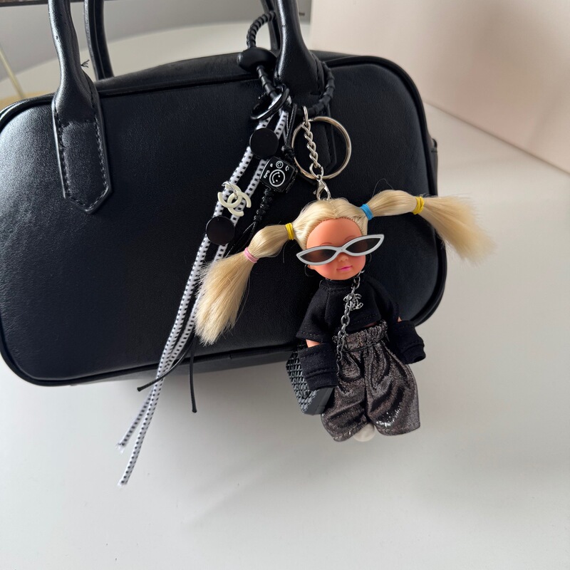 Trendy Sunglasses Sweet Cool Silicone Doll Barbie Doll Bag Decoration Pendant Retro Keychain