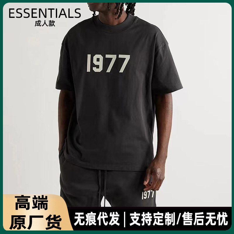 High-End Original Essentials Short-Sleeved Men's T-Shirt Trendy Brand High Street 2022 Spring and Summer Model 1977 Round Neck High-End Original Essentials Short-Sleeved Men's T-Shirt Trendy Brand High Street 2022 Spring and Summer Model 1977 Round Neck