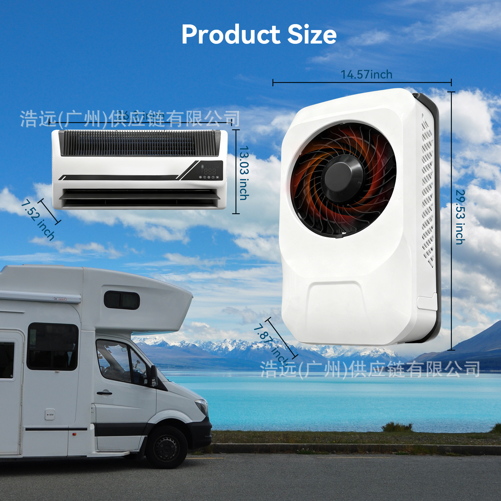 In-Stock Parking Air Conditioner, Split-Type 12V Single Cooling Unit for Rv, Food Truck, Camper, Car, Electric Rooftop Air Conditioner