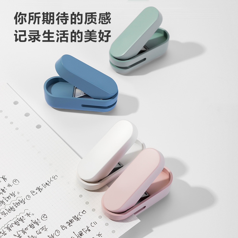 Punzonadora Deli con orificio de anillo, punzonadora pequeña, libro de hojas sueltas manual de un solo orificio, libro de tarjetas de papel encuadernado