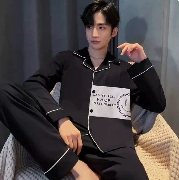 2024 новая весенняя и осенняя пижама мужской осенний и зимний хлопок с длинными рукавами