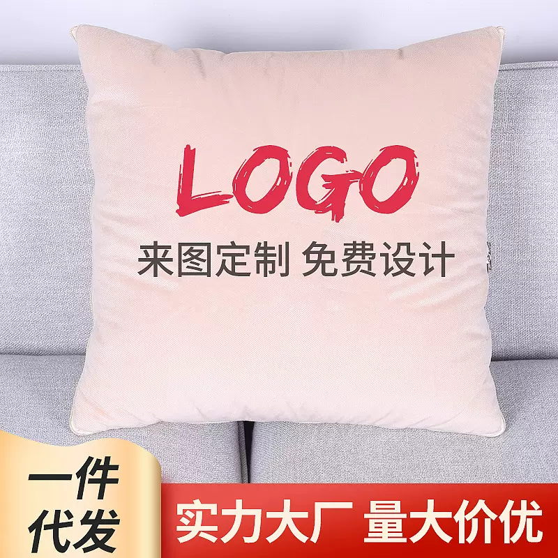 企业logo抱枕定制斜纹绒沙发靠垫抱枕被跨境亚马逊家居靠背