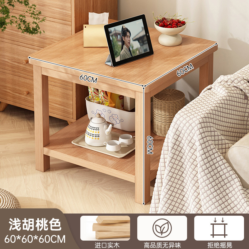 Mesa de té de madera sólida, varios lados de la sala de estar casera, estante moderno simple, mesa de té de balcón