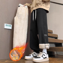 NASA麂皮绒束脚重磅休闲长裤男生冬季2024新款羊羔绒加厚保暖卫裤