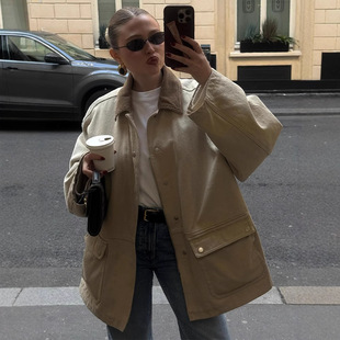 Minismal Lapel Single-breasted Contrast Jacket Work Jacket Women's 2025 New Cross-border European and American Best Selling Amazon