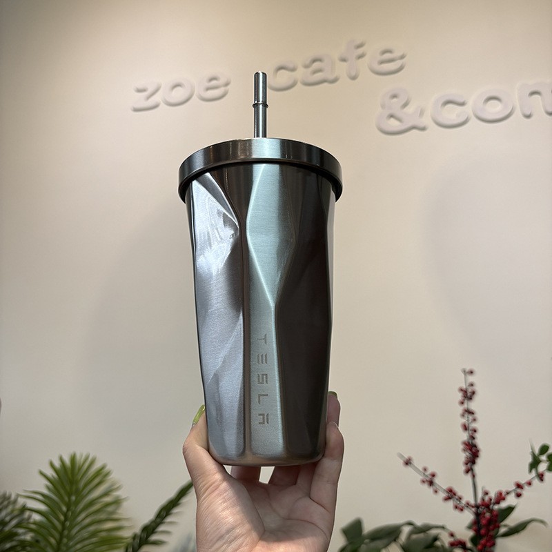 304 Stainless Steel Tesla Thermos Coffee Cup Creative Simple Atmospheric Diamond-Shaped Outdoor Gradient Color
