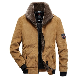 2026新加绒外套男秋冬加厚翻领商务夹克保暖灯芯绒茄克翻领Jacket