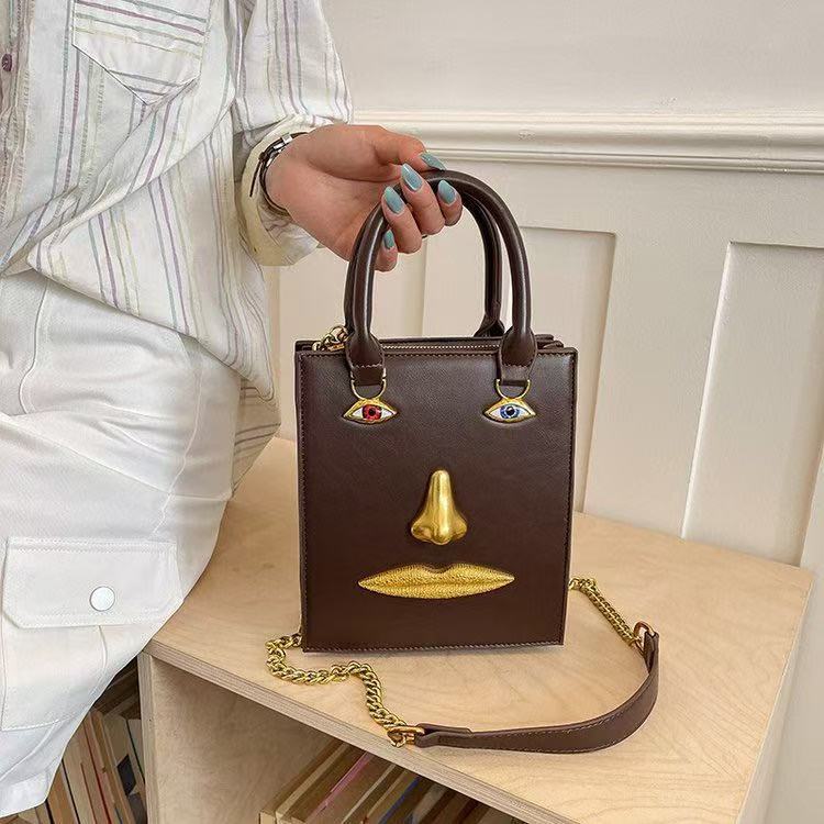 Grenzüberschreitender Trend 2026: Hochwertige Damenhandtasche mit personalisiertem Gesicht, europäischer und amerikanischer Retro-Textur, Schultertasche._voghion.com