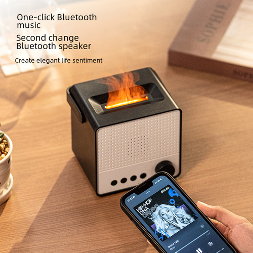 New Music Flame Aroma Diffuser Home Smart Wireless Bluetooth Speaker Ultrasonic Air Humidifier Aroma Machine
