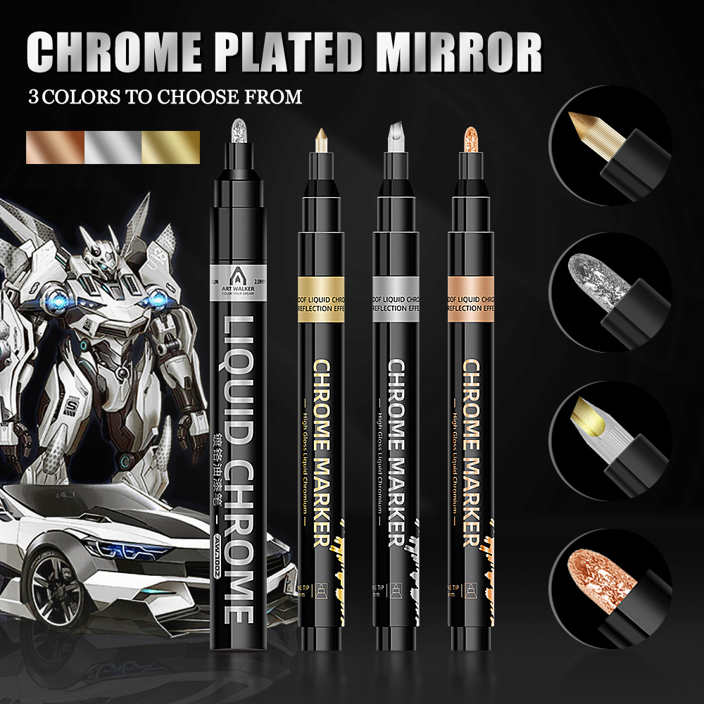 Lápiz de cromo de metal lápiz de marca lápiz de pintura de metal molde de tinta impermeable lápiz de reparación de pintura lápiz de firma líquida