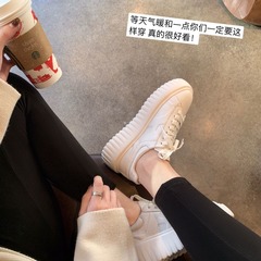 【sheii Su Yinin】Yang Z Same Style~ Imported Calfskin Crispy Sole Sports Casual White Women's Skate Shoes