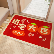新中式家用入户地垫卡通防滑耐脏脚垫吸水易打理水晶绒地垫可代发