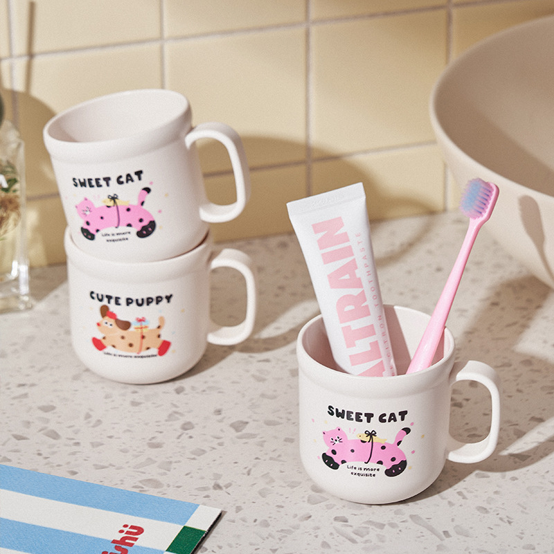 Taza de enjuague bucal linda taza de lavado de dientes para niños de alto valor para el hogar linda taza de cepillo de dientes para perros de leche de grado alimenticio para estudiantes pequeños