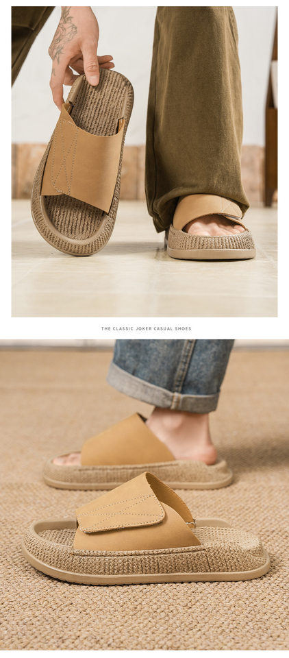 Dép sandal nam cỡ lớn quai dán hở ngón, chống trượt, thoáng khí, đi biển và dạo phố mùa hè — 8018 màu kaki, 8018 màu đen, 8018m màu chi tiết 10