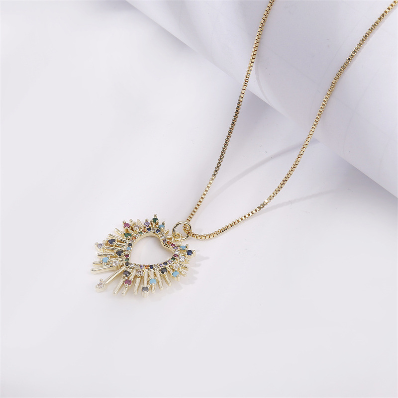 fashion simple hollow heart-shaped necklace copper necklace