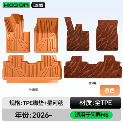 Aito M6 Floor Mats Tpe2026 Modelə uyğun ayaqaltı - 212t01-wenjie-m6-26-models-double-layer-foot-pad-orange-tpe-thickened-brown-galaxy-blanket-starlight-embellishment