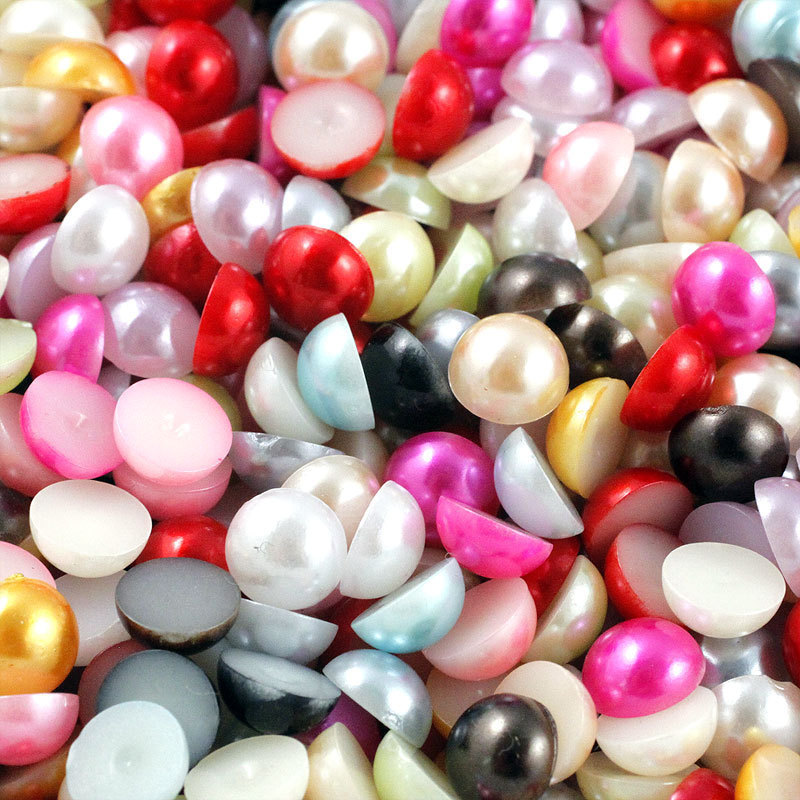 ABS flat bottom highlight semicircle pearl mobile phone beauty patch half face pearl DIY jewelry imitation pearl accessories loose beads